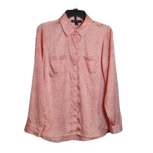 Coral  & White Paisley Long Sleeve INC Blouse sz Small